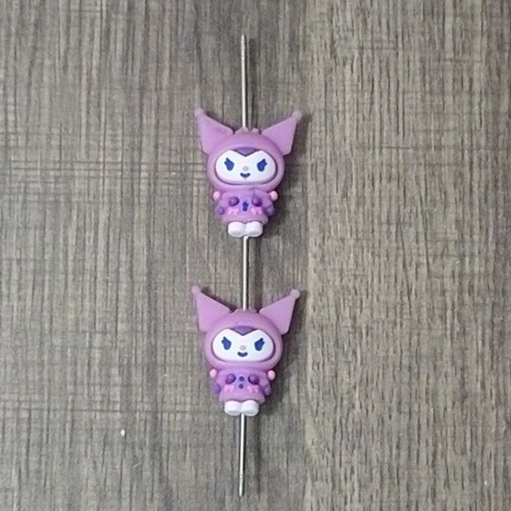 #8028 -  2 Pack Purple Kuromi focal beads for beadable pens